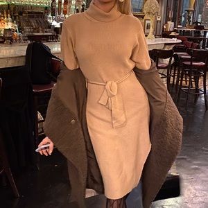 Fashion Nova beige sweater dress with slit